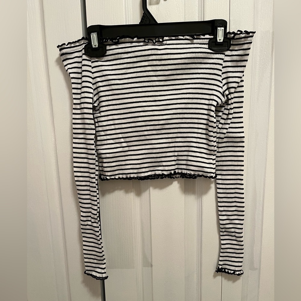 NWOT H&M Striped Off the Shoulder Top - Picture 5 of 5